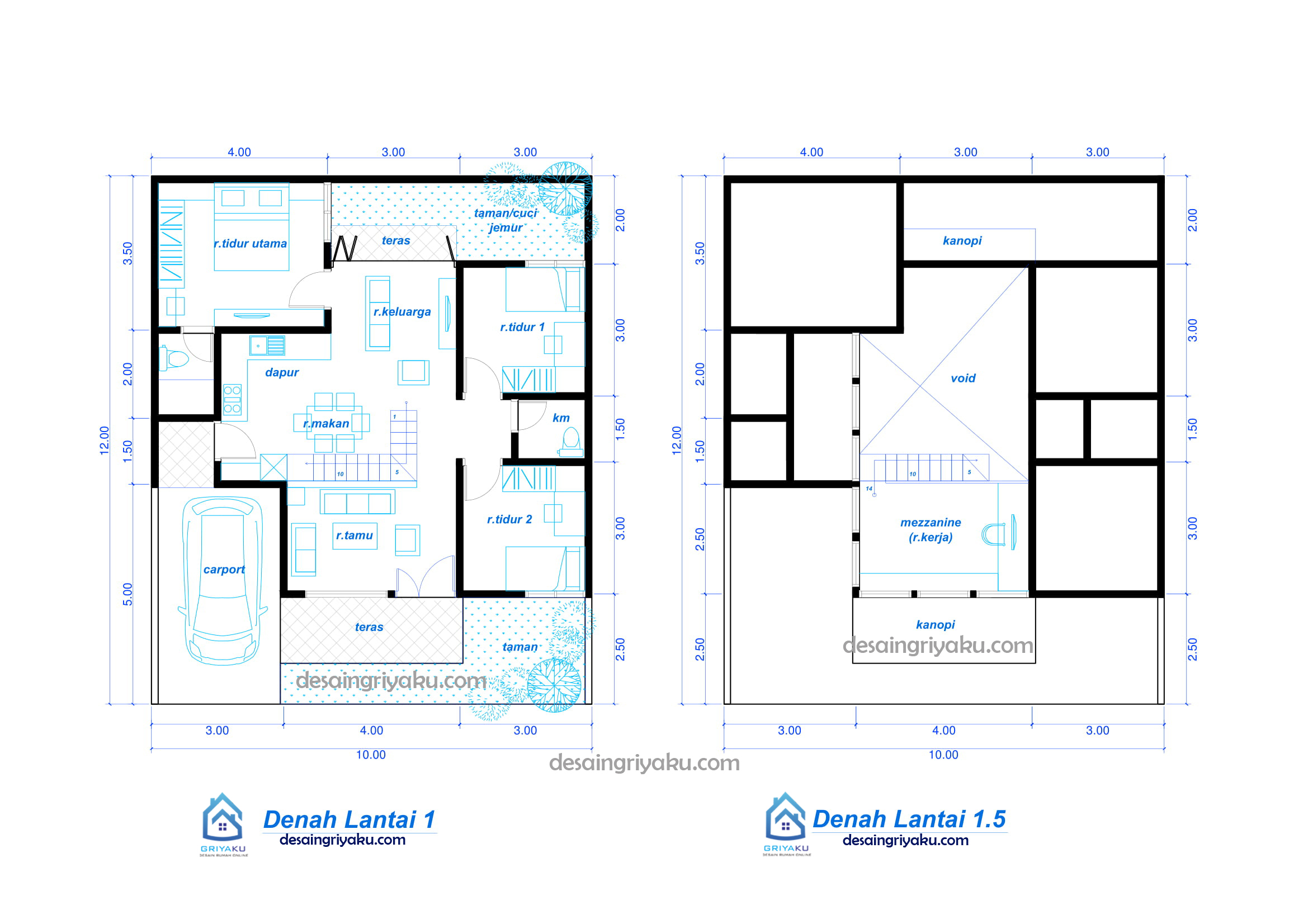 Denah Rumah 10x12 Minimalis 1 Lantai Jasa Desain Rumah Online
