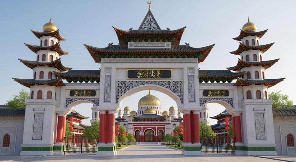 gerbang masjid china 1024x559 - ide desain gerbang masjid