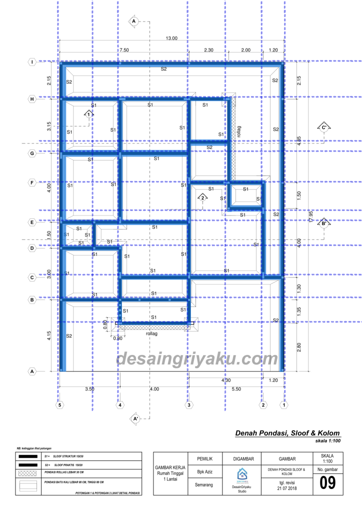grid as sloof v2 724x1024 - Cara Menghitung Volume Pekerjaan Sloof