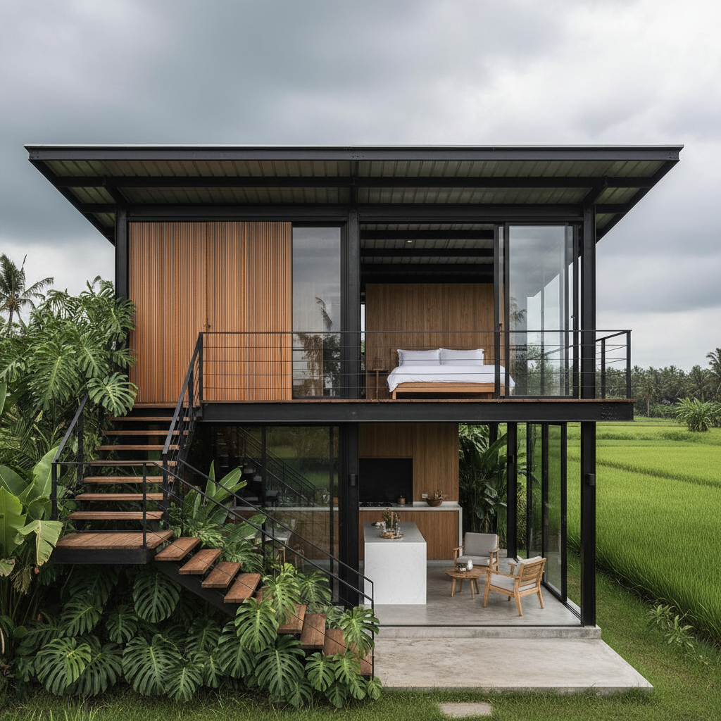 villa view sawah industrial - Ide Villa Panggung dengan View Sawah