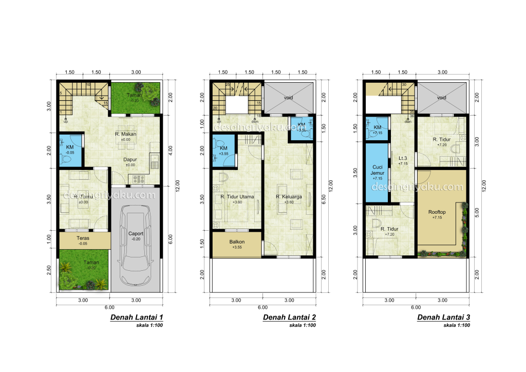 denah artikel 6x12 3 lantai 00 1024x724 - Merenovasi Rumah Subsidi jadi 3 lantai